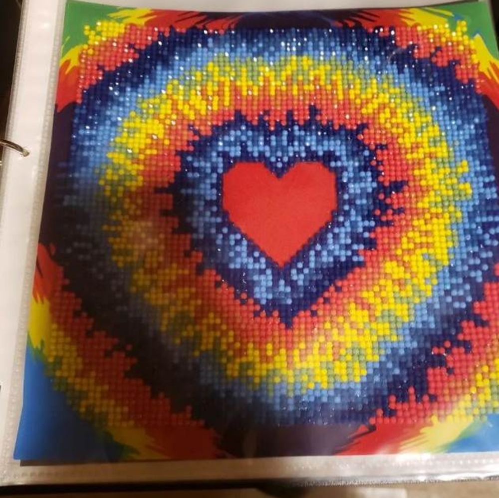 Rainbow heart diamond painting finished